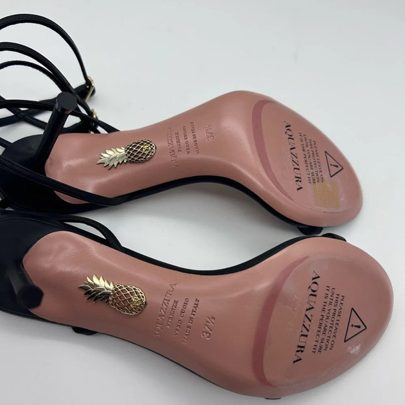 Aquazzura Essence Sandal 3 Buckle 85 black Leather , size 37.5 - Picture 8 of 10